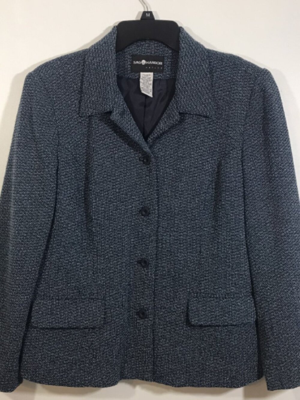 Sag Harbor Petite Women’s Blazer Size 10P Blue Long Sleeve Button Up Jacket